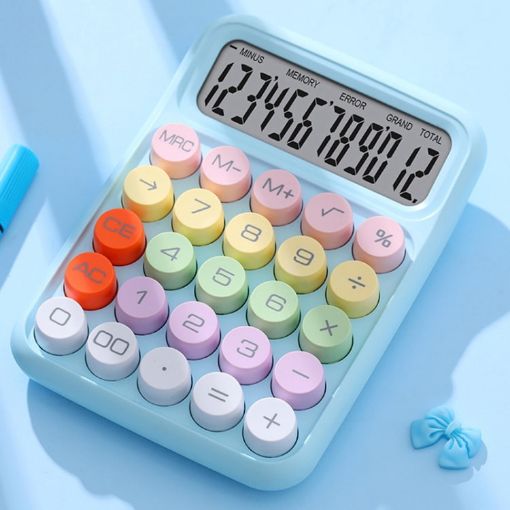 Picture of 12-Bit Dopamine Flex Keyboard Calculator Candy Color Office Student Calculator (Sky Blue)