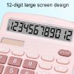 Picture of 12-Digit Large Screen Solar Dual Power Calculator Student Exam Accounting Office Supplies (Pink)