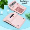 Picture of 12-Digit Large Screen Solar Dual Power Calculator Student Exam Accounting Office Supplies (Pink)