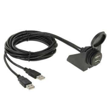 Picture of 2 USB 2.0 Male to Female Extension Cable with Car Flush Mount, Length: 2m