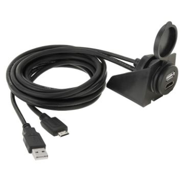 Picture of USB 2.0 & Mini HDMI (Type-C) Male to USB 2.0 & HDMI (Type-A) Female Adapter Cable with Car Flush Mount, Length: 2m