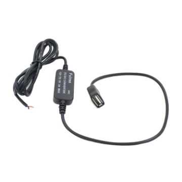 Picture of Car Motorcycle Single USB Car Charger DC 12V To 5V 3A Power Adapter for Car GPS Tracker DVR, Length: 1m