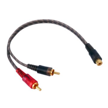 Picture of Car AV Audio Video 1 Female to 2 Male Copper Extension Cable Wiring Harness, Cable Length: 26cm