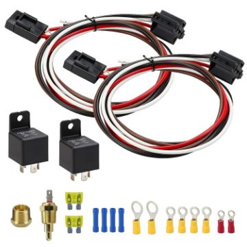 12V 40A Dual Electric Cooling Fan Wiring Relay Sensor Kit - 1