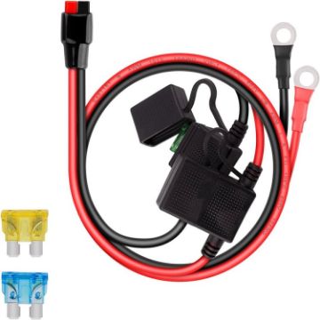 Dual Positive/Negative ATC Style Fuse Holder 10AWG Wire with Ring Terminals - 1
