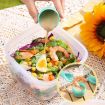 Picture of Microwaveable Double Layer Salad Container Picnic Lunch Box with Fork Spoon, Spec: White/Small
