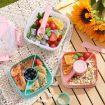 Picture of Microwaveable Double Layer Salad Container Picnic Lunch Box with Fork Spoon, Spec: White/Small