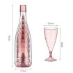 Picture of 5 Champagne Wine Glasses + Wine Bottle Set Transparent Plastic Cup for Picnics (Transparent Blue)