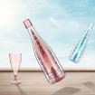 Champagne Wine Glasses Set + Wine Bottle - Transparent Blue - 4