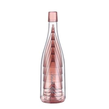 Picture of 5 Champagne Wine Glasses + Wine Bottle Set Transparent Plastic Cup for Picnics (Transparent Pink)