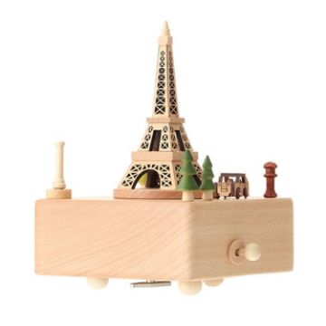 Picture of Home Creative Gift Wooden Music Box Iron Tower Music Box Decoration, Style:Iron Tower