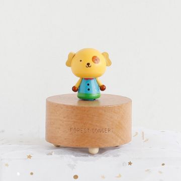 Picture of Wooden Music Box Music Boxmini Cute Pet Decoration Children Holiday Gifts (Blue Clothes Puppy)