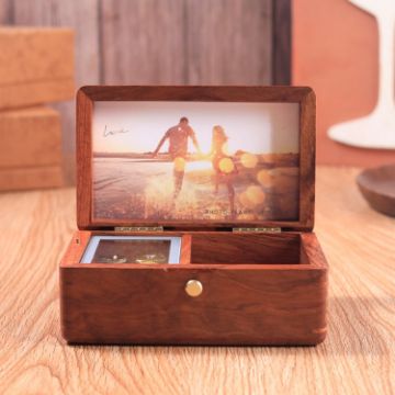 Picture of Wooden Jewelry Storage Music Box with Photo Frame Function, Spec: Rosewood