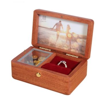Picture of Wooden Jewelry Storage Music Box with Photo Frame Function, Spec: Rosewood+Ring Flannel