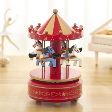 Picture of Sky City Carousel Clockwork Music Box Couples Birthday Gift (K0111 Star Red)