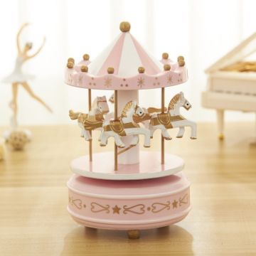Picture of Sky City Carousel Clockwork Music Box Couples Birthday Gift (K0132 Star Pink)