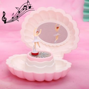 Picture of Shell Dancing Girl Flash Music Box Jewelry Storage Box (K0632 Light Pink)