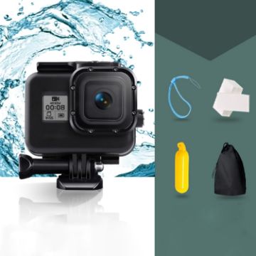 Picture of For GoPro HERO8 Black 45m Waterproof Housing Protective Case with Buckle Basic Mount & Screw & Floating Bobber Grip & Strap & Anti-Fog Inserts (Black)