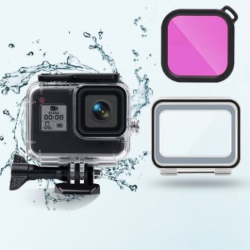 Picture of 45m Waterproof Case + Touch Back Cover + Color Lens Filter for GoPro HERO8 Black (Purple)