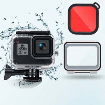 Picture of 45m Waterproof Case + Touch Back Cover + Color Lens Filter for GoPro HERO8 Black (Red)