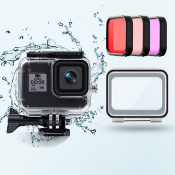 Picture of 45m Waterproof Case + Touch Back Cover + Purple Red Pink Lens Filter for GoPro HERO8 Black