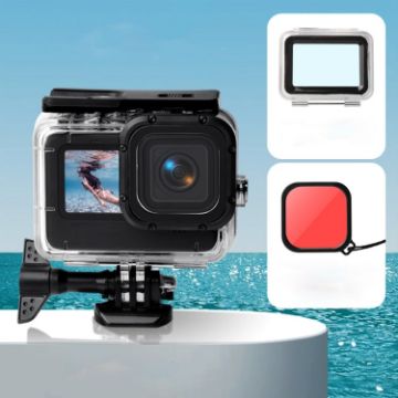 Picture of Waterproof Case + Touch Back Cover + Color Lens Filter for GoPro HERO10 Black/HERO9 Black (Red)