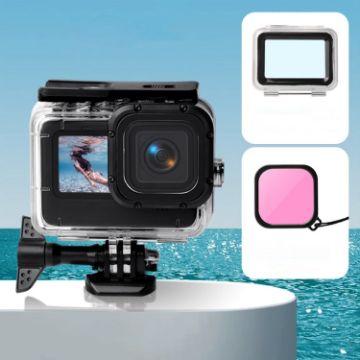 Picture of Waterproof Case + Touch Back Cover + Color Lens Filter for GoPro HERO10 Black/HERO9 Black (Pink)