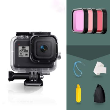 Picture of GoPro HERO8 Black Waterproof Housing Case with Mount, Filters, Bobber Grip & Strap (Transparent)