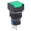 Picture of Car DIY Square Button Push Switch with Lock & LED Indicator, DC 24V (Green)