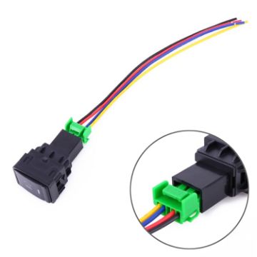Picture of Car Fog Light 5 Pin On-Off Button Switch with Cable for Nissan Sylphy (Green Light)