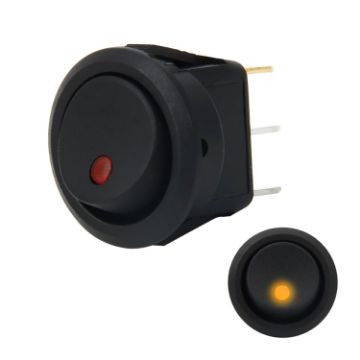 Picture of 20 Amp 12 Volt Triple Plugs LED ON OFF Rocker Power Switch (Yellow Light)