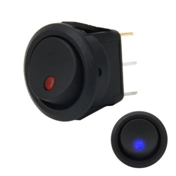Picture of 20 Amp 12 Volt Triple Plugs LED ON OFF Rocker Power Switch (Blue Light)