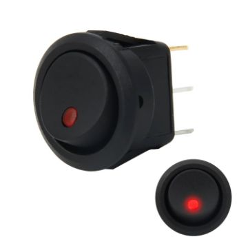 Picture of 20 Amp 12 Volt Triple Plugs LED ON OFF Rocker Power Switch (Red Light)