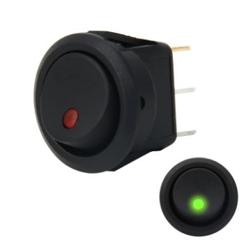 Picture of 20 Amp 12 Volt Triple Plugs LED ON OFF Rocker Power Switch (Green Light)