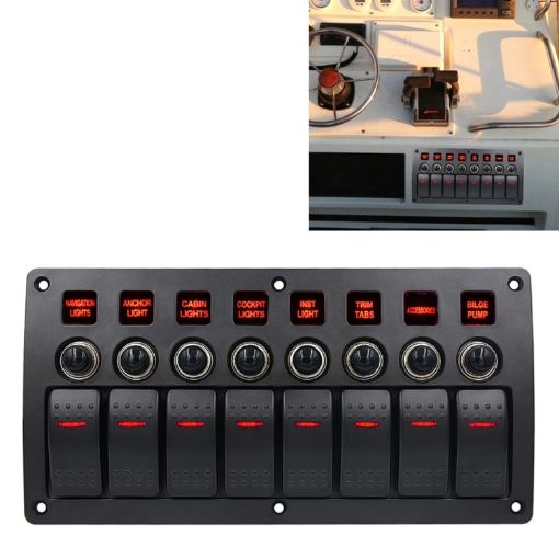3Pin 8 Way Switches Combination Switch Panel for Car RV Marine Boat - 1