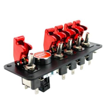Picture of 12V Universal Car One-key Start Button Modified Racing LED Light Rocker Switch Panel (Red)