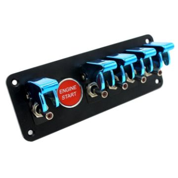 Picture of 12V Universal Car One-key Start Button Modified Racing LED Light Rocker Switch Panel (Blue)