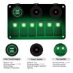 6 Way Switch Panel + Dual USB Charger for Car RV Boat - Green Light - 2