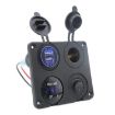 Picture of Automobile Motorcycle Ship Modified Universal Dual USB Socket Voltage Measuring Machine Switch 4 In 1 Combined Panel, Model: P15+D3+Y2+K5 (Blue Light)
