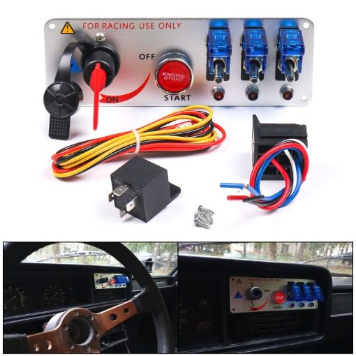 12V Racing Car LED Ignition Switch Panel - One Key Start - 1