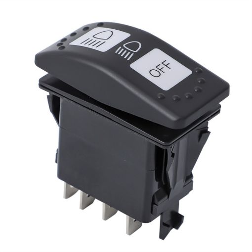 12V Car Modified Far Near Light Switch - Waterproof Self-Locking (Black) - 1