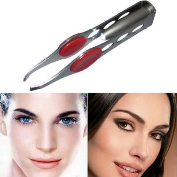 Picture of LED with Light Eyebrow Clip Eyebrow Tweezers Four-hole Eyebrow Pliers Beauty Eyebrow Clip Stainless Steel Beauty Tool