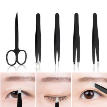 Picture of 5 PCS/Set Eyebrow Beauty Tools Eyebrow Tweezers Vlip (Black)