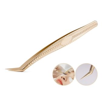 Picture of Eyelash Clip Eyelash Tweezers High Precision Eyelash Extension Tool (Golden Feather Clip)