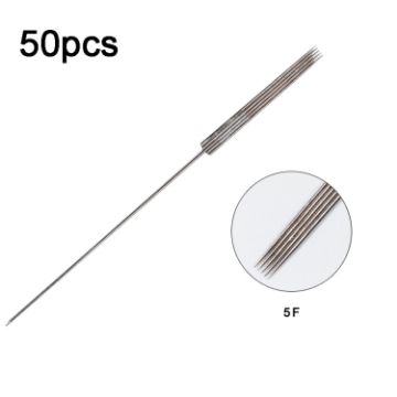 Picture of 50pcs 5F 0.35 x 50mm Disposable Tattoo Needles Agujas Microblading Permanent Makeup Machine Needle
