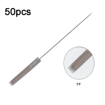 Picture of 50pcs 7F 0.35 x 50mm Disposable Tattoo Needles Agujas Microblading Permanent Makeup Machine Needle