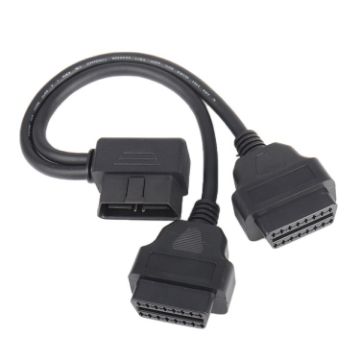 Picture of 16PIN Car L Shape 90 Degree Connect OBD Diagnostic Extended Cable OBD2 Male to Female Cable