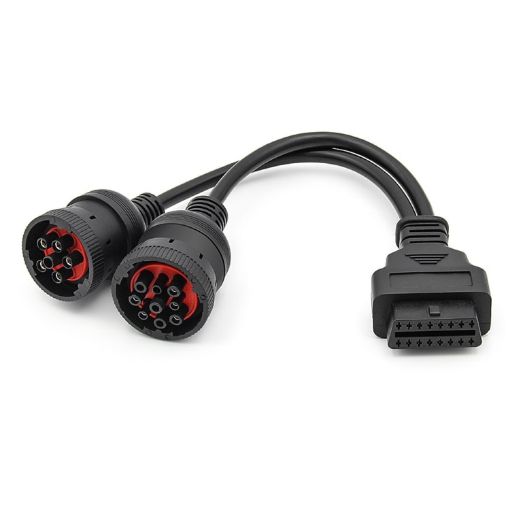 J1708 J1939 6Pin 9Pin to OBD2 16Pin Female Car Diagnostic Adapter Cable - 1