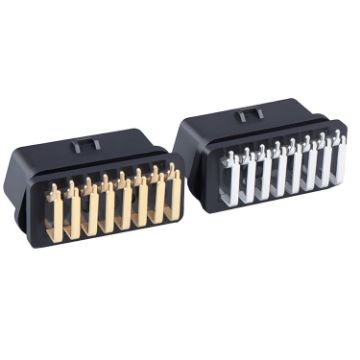 Picture of 2 PCS J1962f OBD2 16PIN 90 Degree Bend Female Head Connector, Gold Plated + Nickel Plated