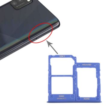 Samsung Galaxy A41/A415 SIM Card Tray + Micro SD Card Tray (Blue) - 1